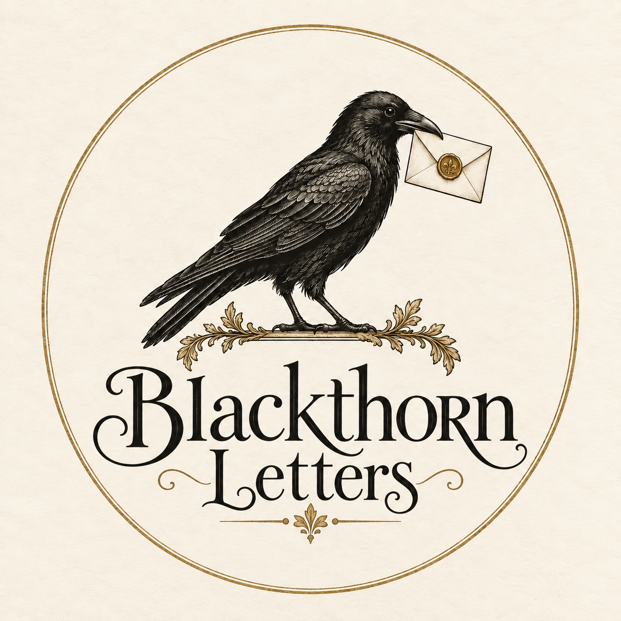 Blackthorn Letters crow carrying a wax-sealed envelope